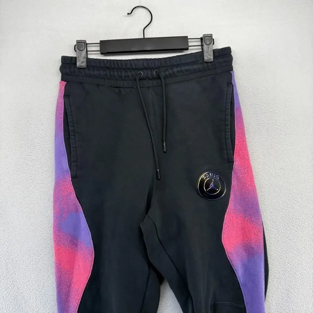 Nike Paris Saint Germain Sweatpants men's Small Black Pink PSG Cuffed Joggers